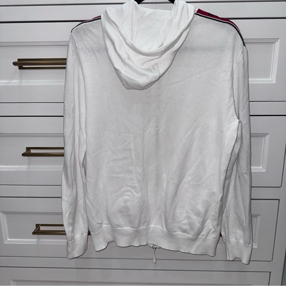 Armani Exchange Mens Zip Up Hoodie White & Red AX Arm Stripe Logo Sweater Medium - Picture 6 of 7